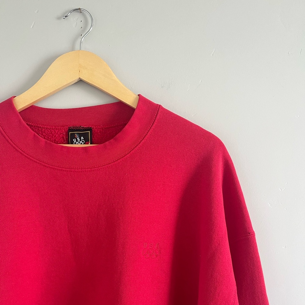 Vintage Red USA Olympic Crew Neck Pullover Sweatshirt